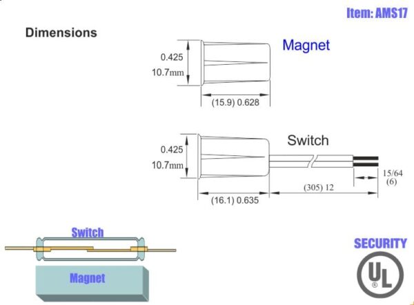 AMS17 magnetic switch dims